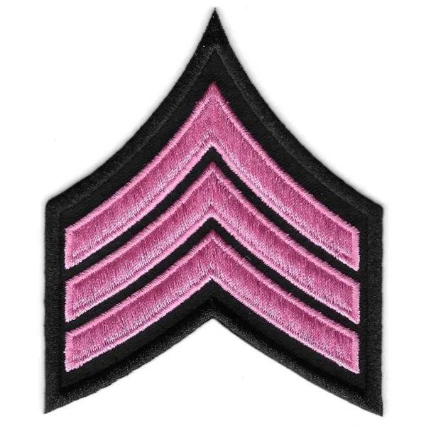 Sergeant Chevrons, Pink/Black, 3" Wide Set Of 2